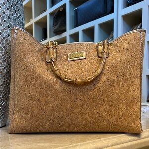 NWOT Lilly Pulitzer Cork Tote With Bamboo Handles.